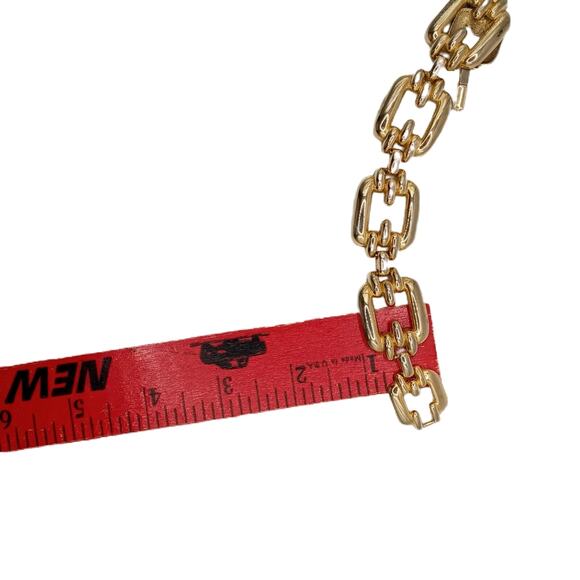 💫 Vintage Gold Tone Link Bracelet ✨ Chunky Textured Fold Over Clasp 7" - Picture 7 of 7